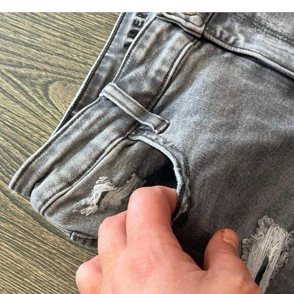 American Eagle Hi-Rise Jegging Jeans Super Stretch Distressed Denim Grey Size 10 - Picture 5 of 12